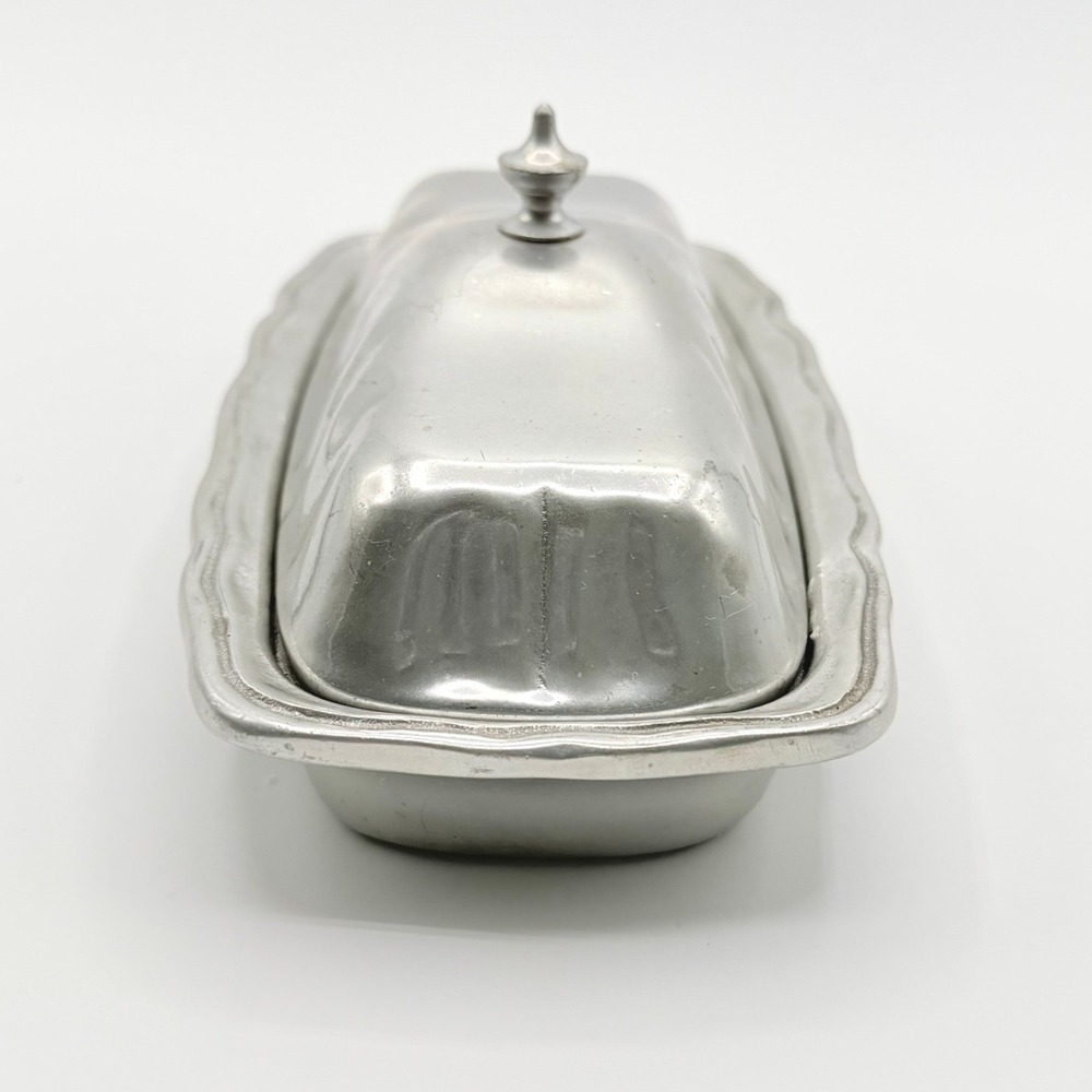 Wilton Armetale Butter Dish Silver RWP Cast Aluminum Scalloped Good Condition - Picture 2 of 10